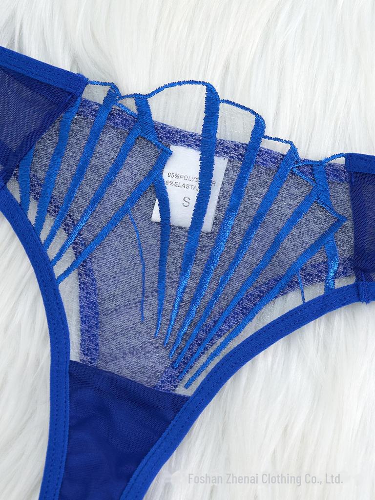 Z Cross-Border Ultra-Thin Lace Mesh Lingerie Set with Steel Ring