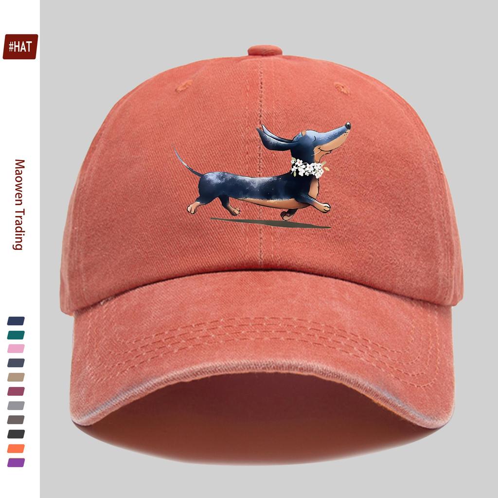 pc Cute Dachshund And Daisy Print Pattern Baseball Cap Casual Accessory Golf Hat Home Leisure Decor Hat Comfortable Lightwei