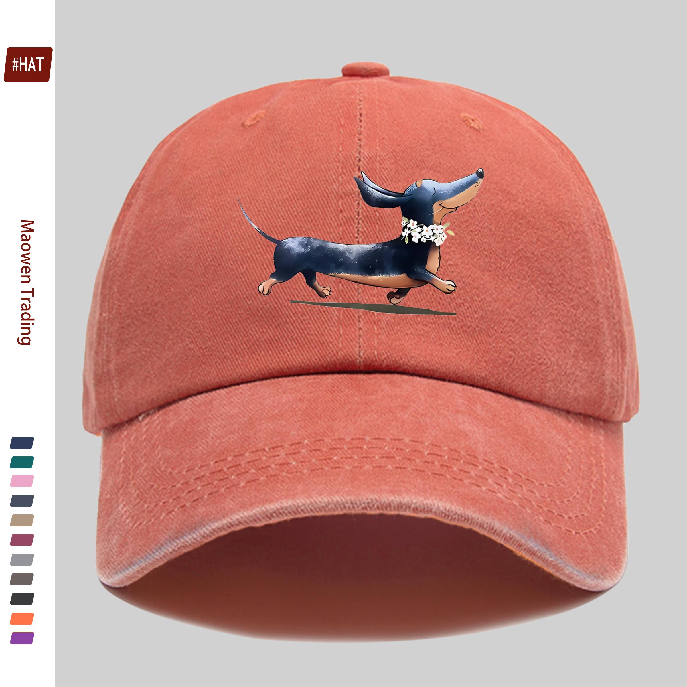 pc Cute Dachshund And Daisy Print Pattern Baseball Cap Casual Accessory Golf Hat Home Leisure Decor Hat Comfortable Lightwei 1pc