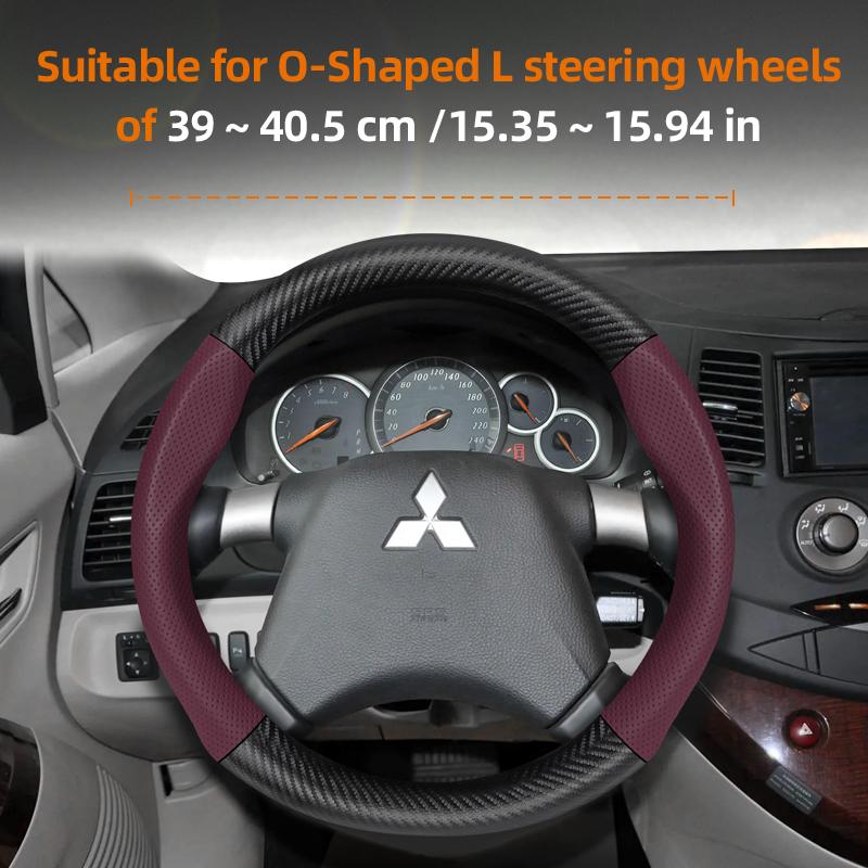 Cwnqah1 Cwmvjg1 Suitable for Mitsubishi Breathable Leather Matte Carbon Fiber Texture Steering Wheel Cover, Suitable for Outlander Phev Sport Eclipse