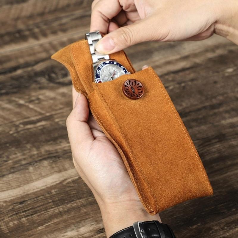 8 Colors Men Watch Box Watch Pouch Bag Organizer Box Easy Carry Travel Watch Storage Pouch Cowhides Velvets Jewelry Box