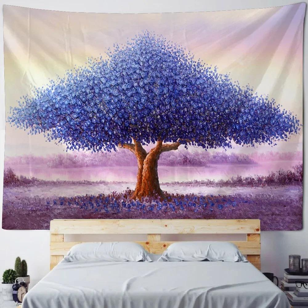 Oil Painting Colorful Big Tree Decorative Tapestry Home Wall Decoration Office Living Room Tapestry