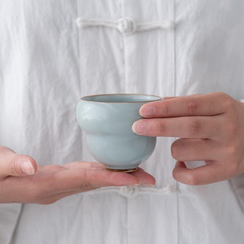 Tianqing Ru Kiln Cup Master Cup Handmade High-end Teacup Master Famous High-end Cup Kung Fu Tea Set