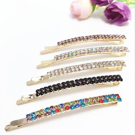 1Pc Women Two Row Rhinestone Hair Slide Clip Hairpin Bobby Pin Accessory Jewelry