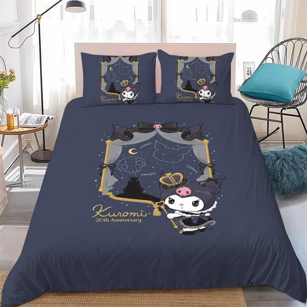 

Kawaii K-Kuromi Duvet Cover Set Home Style Bedding Soft Laundry Cotton Bed 3 Piece Set Student Dormitory Gift 135x200cm