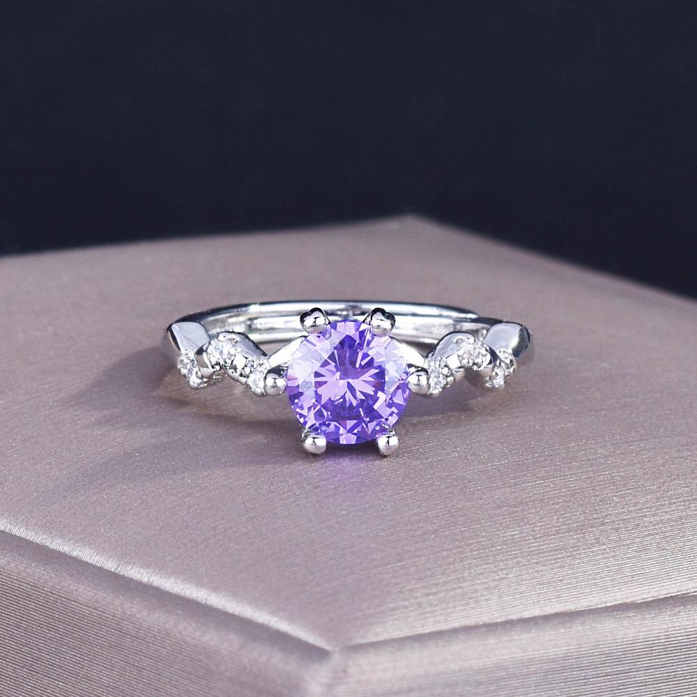 

Adjustable Open Ring for Women PT950 Moissanite 8 Hearts 8 Arrows Purple High Carbon Diamond Ring Adjustable