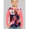 Spring and Autumn Round Neck 3D Football Star Kylian Mbappé Pattern Printed Top Fashionable Casual Long Sleeved Children's Boy T-shirts
