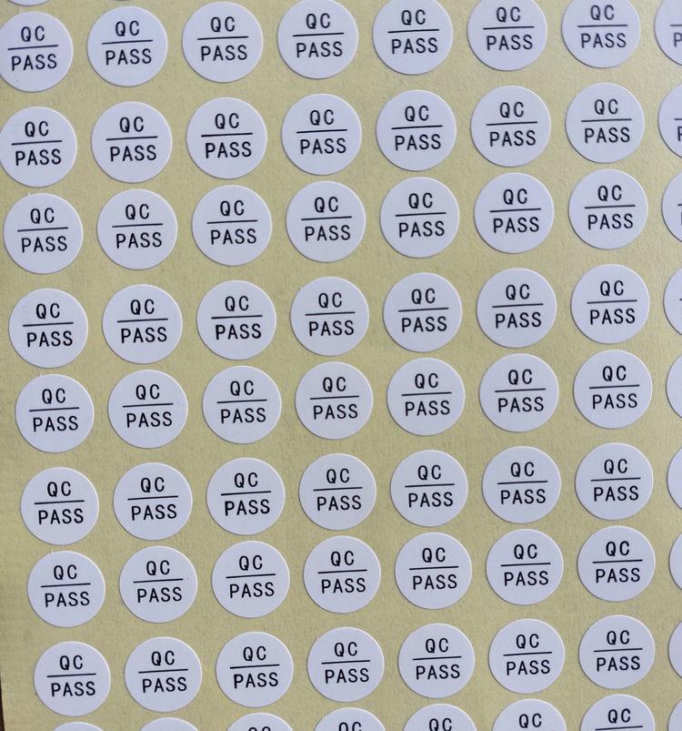 Round Waterproof Laser QC PASS Color-Changing Label - Self-Adhesive Quality Control/Inspection Sticker