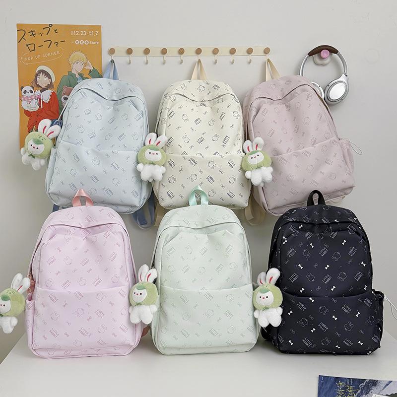 School Bag Printed Student Backpack Letter Backpack, Versatile for Middle and High School Students and Girls, Casual for Class, Large Capacity Fresh