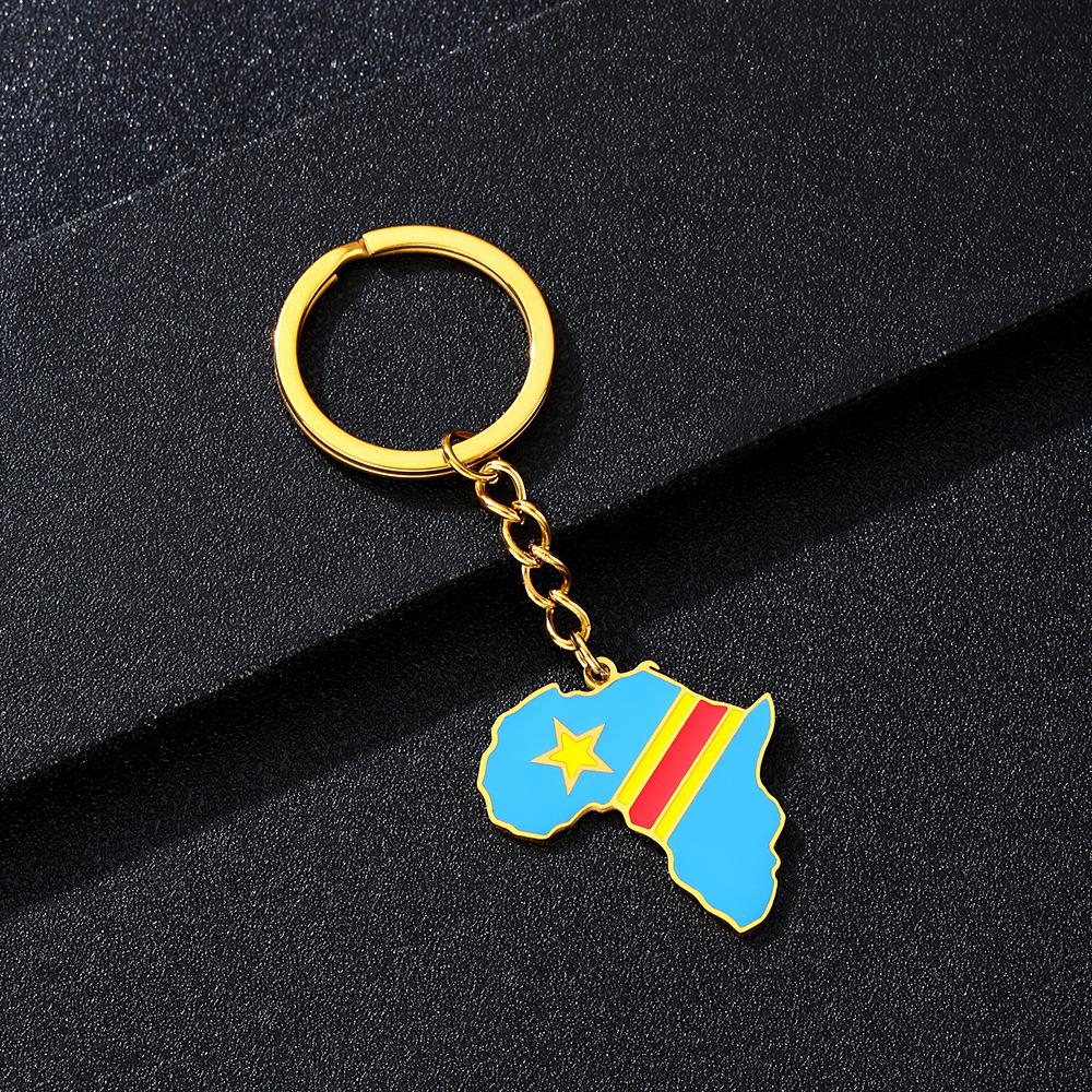 Portachiavi Premium in Acciaio Inossidabile con Ciondolo Mappa Bandiera Africa Ghana Nigeria Capo Verde Congo Uganda Regalo per Appassionati di Viaggi