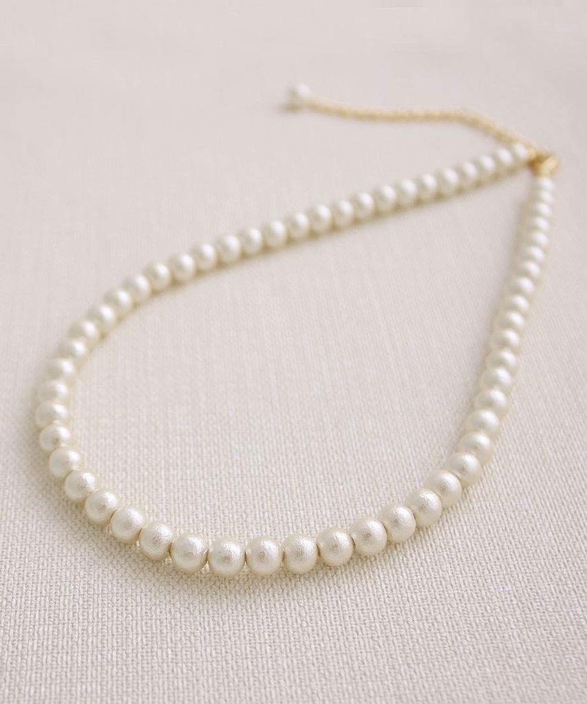 [VINGTAINE] Cotton Pearl Short Necklace 6mm Choker Short Kiska Wedding Party After-party Elegant Sophisticated C3267A