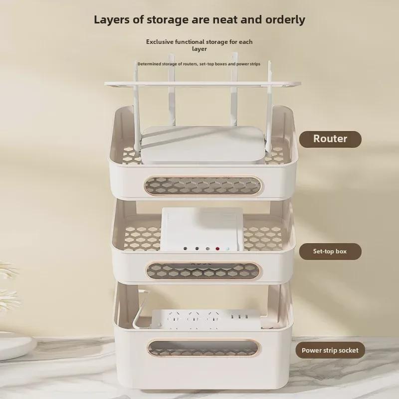 Wielowarstwowe pudełko do przechowywania w stylu kremowym na routery WiFi i półki na dekodery TV