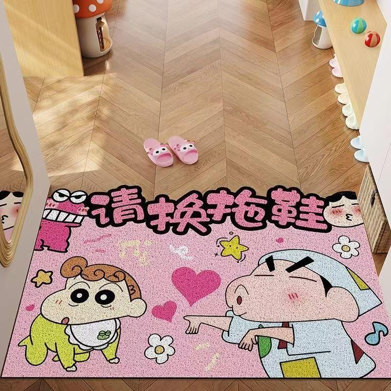 Door Floor Mat Dirt-Resistant Leave-In Pvc Silk Ring Floor Mat Cute Household Entrance Door Mat Foot Pad