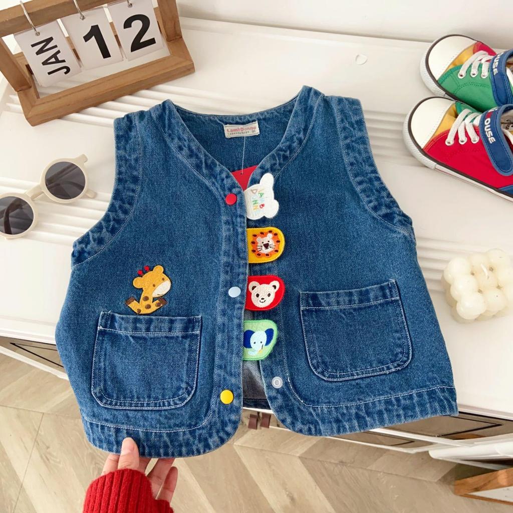 Spring 2026 Boys' Embroidered Denim Vest for Toddlers & Children