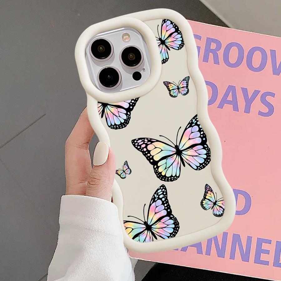 Case for iPhone XR 16 Pro Max 13 8 15 Plus 14 11 12 17 Air Soft Phone Cover Blue Butterfly
