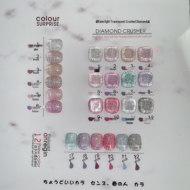 Cross-Border Glitter Diamond Gel Nail Polish Set - Long-Lasting, Phototherapy, Crystal Burst Shine for Nail Salons