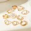 Premium Glänzender Wassertropfen Umarmungsperlenring Damen, Barock Offener Gelenkring Set