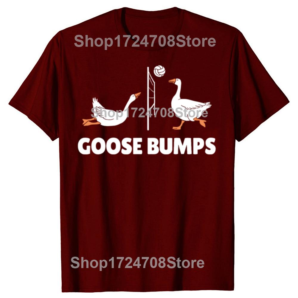 Funny Goose Bumps Volleyball Set Spike Graphic T-shirts Men Women's Fashion Casual Tshirt 100% Cotton Loose Oversized T Shirt