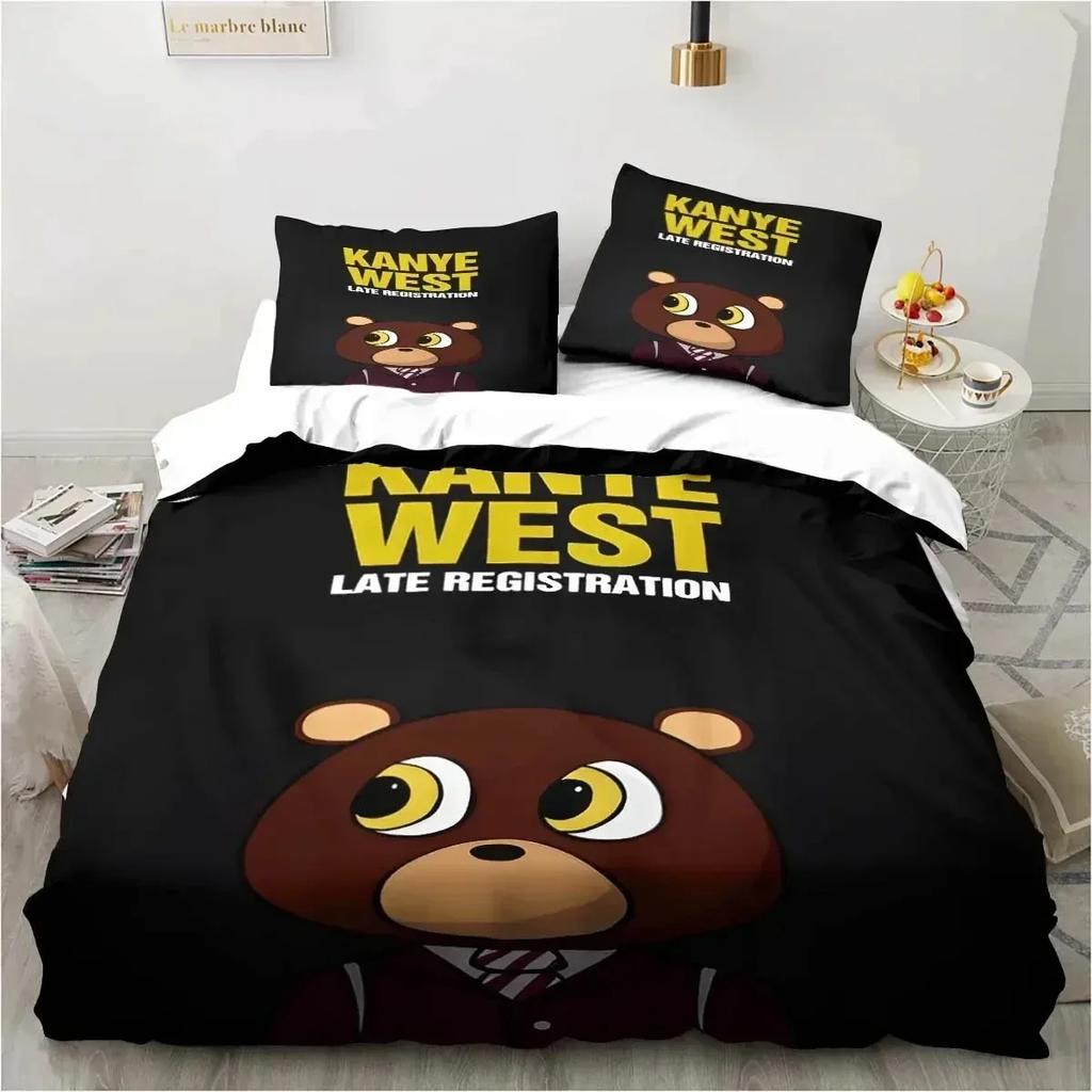 Rapper Kanye West Bedding Set Printed Bed Set With Pillowcase Bed Duvet Cover Soft Queen King Size Bedclothes Home Boys Adult