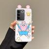 KEYSION Cute Ear Cartoon Case for VIVO V27 5G with Lanyard Soft Silicone+PC Shockproof Phone Back Cover for VIVO V27 5G