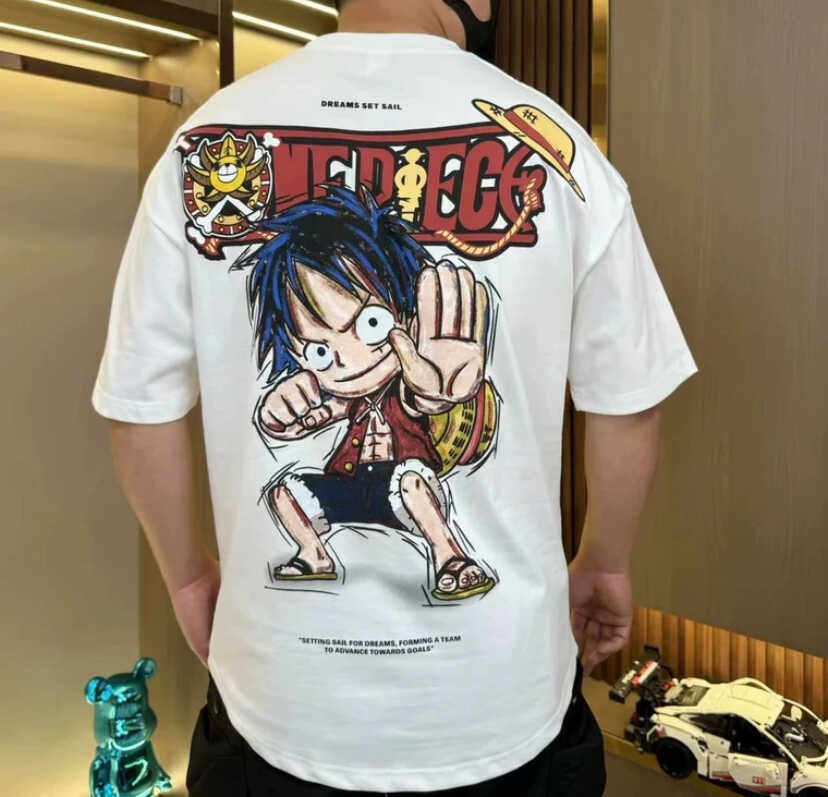 One Piece Anime Luffy Printed Shortsleeved Tshirt for Boys and Children A New Summer Japanese Cartoon Style