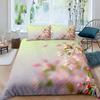 Pink Cherry Blossom King Queen Bedding Set Spring Flora Duvet Cover Japanese Flowers Quilt Cover Soft Polyester Comforter Cover