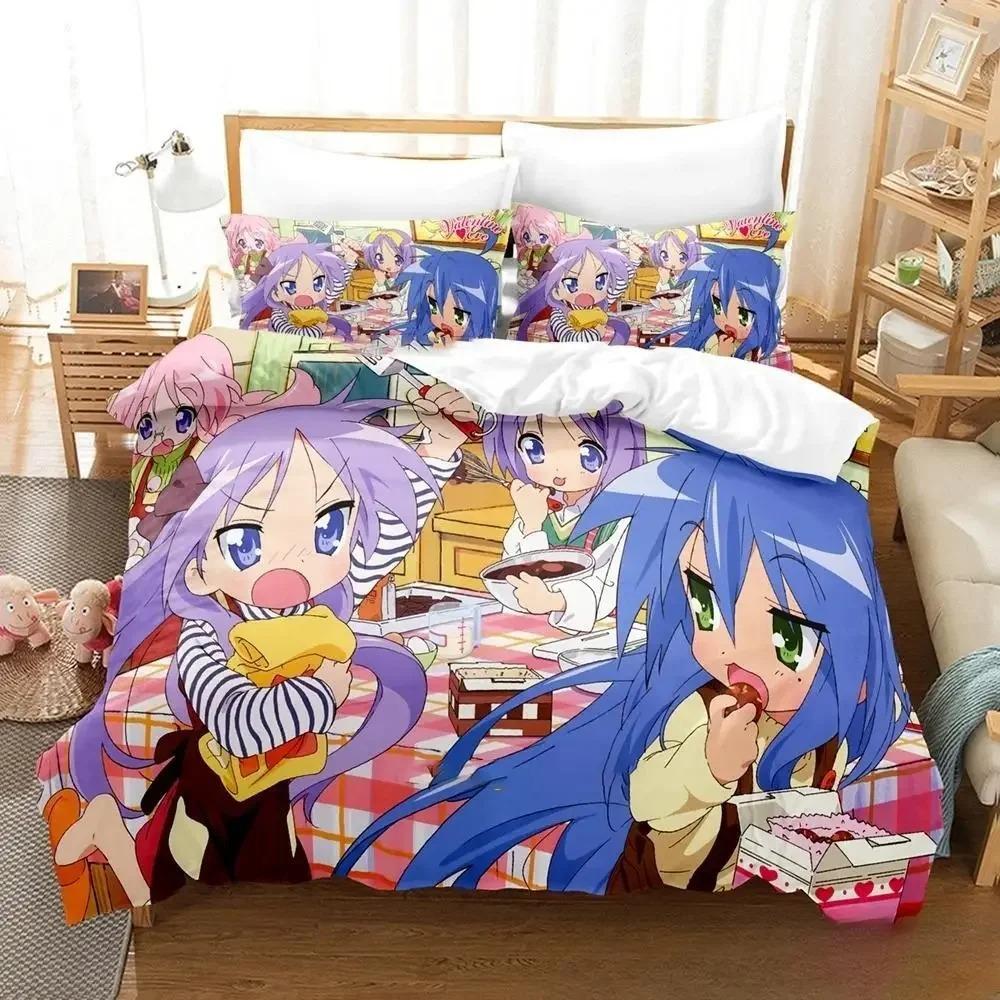 3D Anime Konata Izumi Lucky Star Bettwäsche-Set Bettbezug Bettset Steppdeckenbezug Kissenbezug Steppdecke King Queen Size Jungen Erwachsene