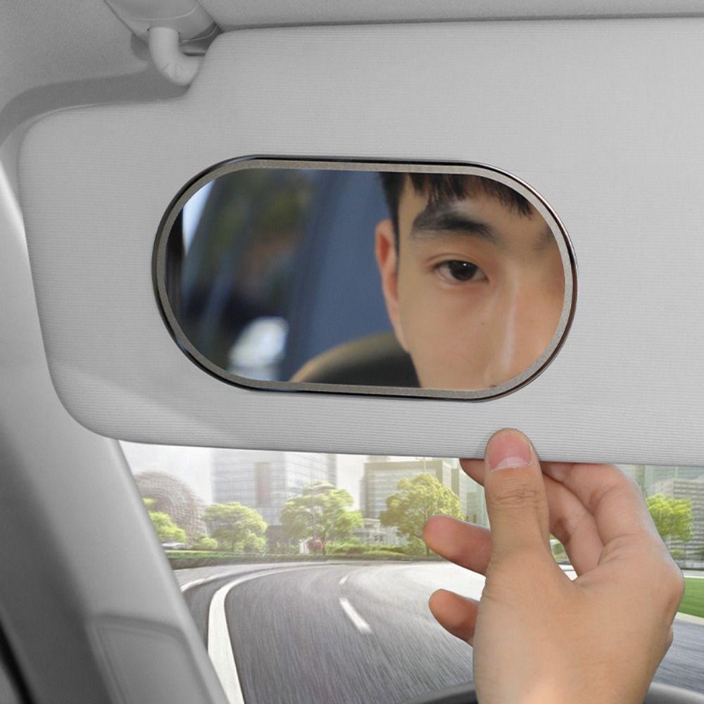 Stainless Steel Car Sun Visor Mirror Self-adhesive Car Interior Cosmetic Mirror Car-styling