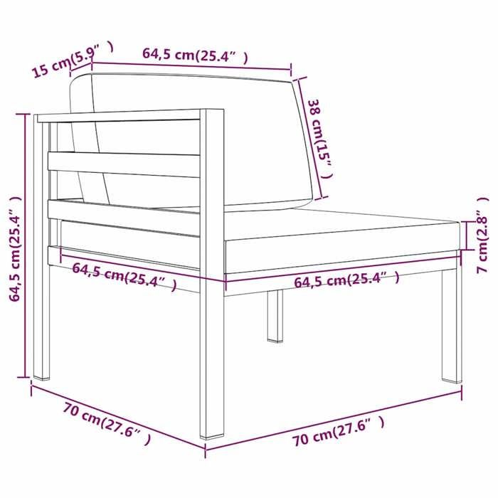 VidaXL Canapé d'angle sectionnel avec coussins Aluminium Anthracite