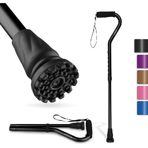 GPTCAMP Walking Cane and Walking Stick for Men Women,Lightweight Folding Canes with Offset Soft Cushioned Handle,Adjustable & Collapsible,Mobility &