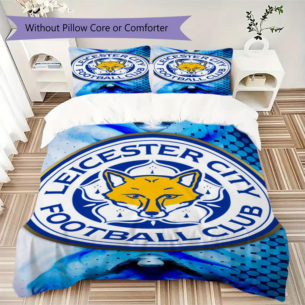 Leicester City Μοτίβο Σετ Κλινοσκεπασμάτων Κουβέρτα Κάλυμμα Μαξιλαροθήκη Διακόσμηση Σπιτιού Δώρο Γενεθλίων (1 * παπλωματοθήκη + 2 * μαξιλαροθήκη χωρίς πυρήνα)70