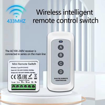 RF433 Smart Switch Relay Receiver 2-Way Control 4Keys Wireless Remote Control Automation Module for Fan Curtain Garage Door