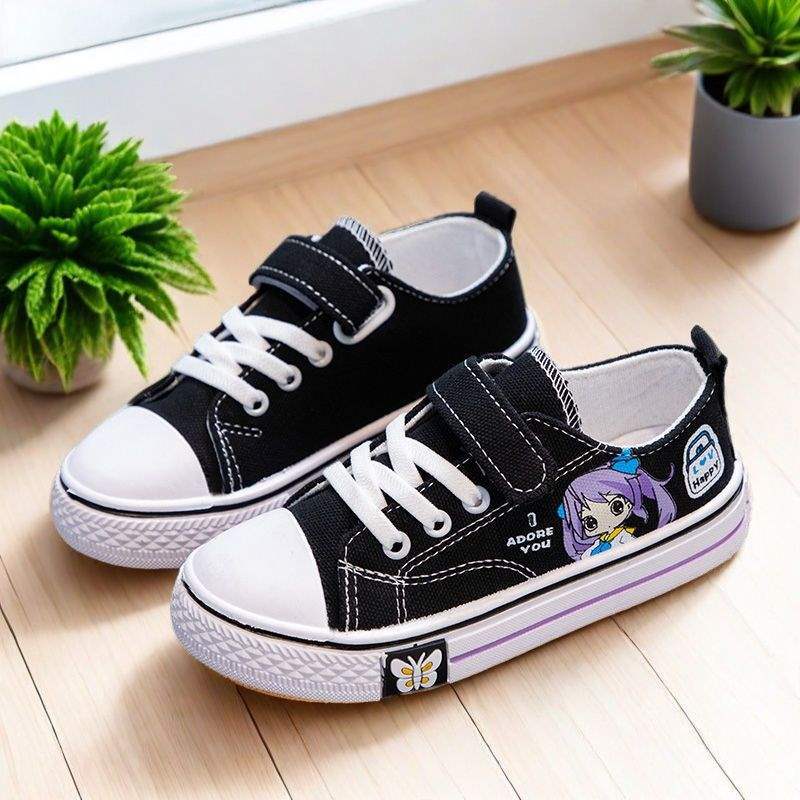 

Детские парусиновые туфли мягкая подошва 2025 новые детские спортивные туфли на мягкой подошве модные кеды для девочек повседневная обувь для детей среднего и старшего возраста 26 size inner length 16.5cm