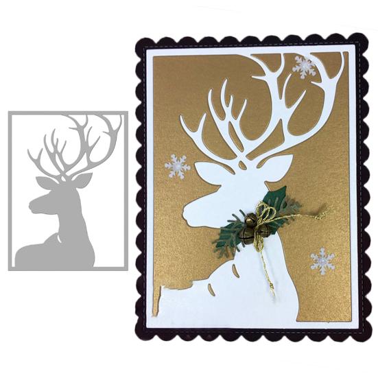 

Рождественский олень Лось Металлические штампы DIY Скрапбукинг Тиснение бумажные карты Декор серебряный