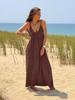 European Seaside Holiday Backless Spaghetti Strap Women's Summer V-Neck Maxi Dress
