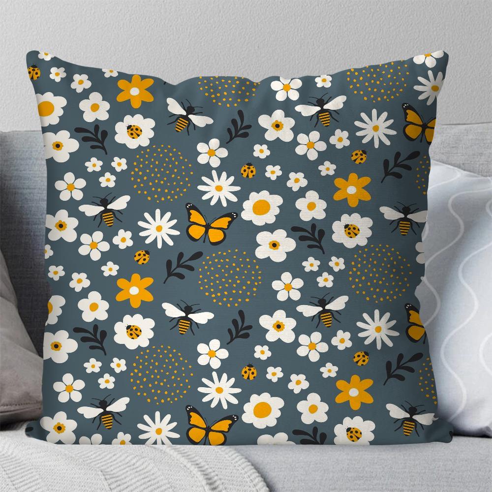 1pc Daisy Fresh Style Pillow Case Square Pillow Bedroom Sofa Leisure Comfort Cushion Car Living Room Home Decoration 40X40