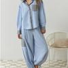 Dames Tweedelig Pyjamaset Geruite Knopenblouse Joggingbroek Casual Loungewear
