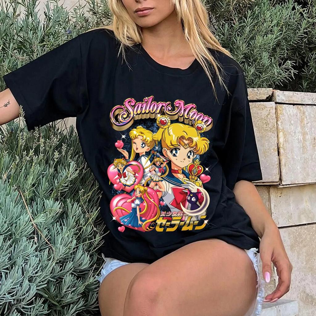 Summer 2026 Sailor Moon Inner Solar System Warrior Assembly Retro Street Trend 100 Cotton Print Loose Tshirt Boygirl Top