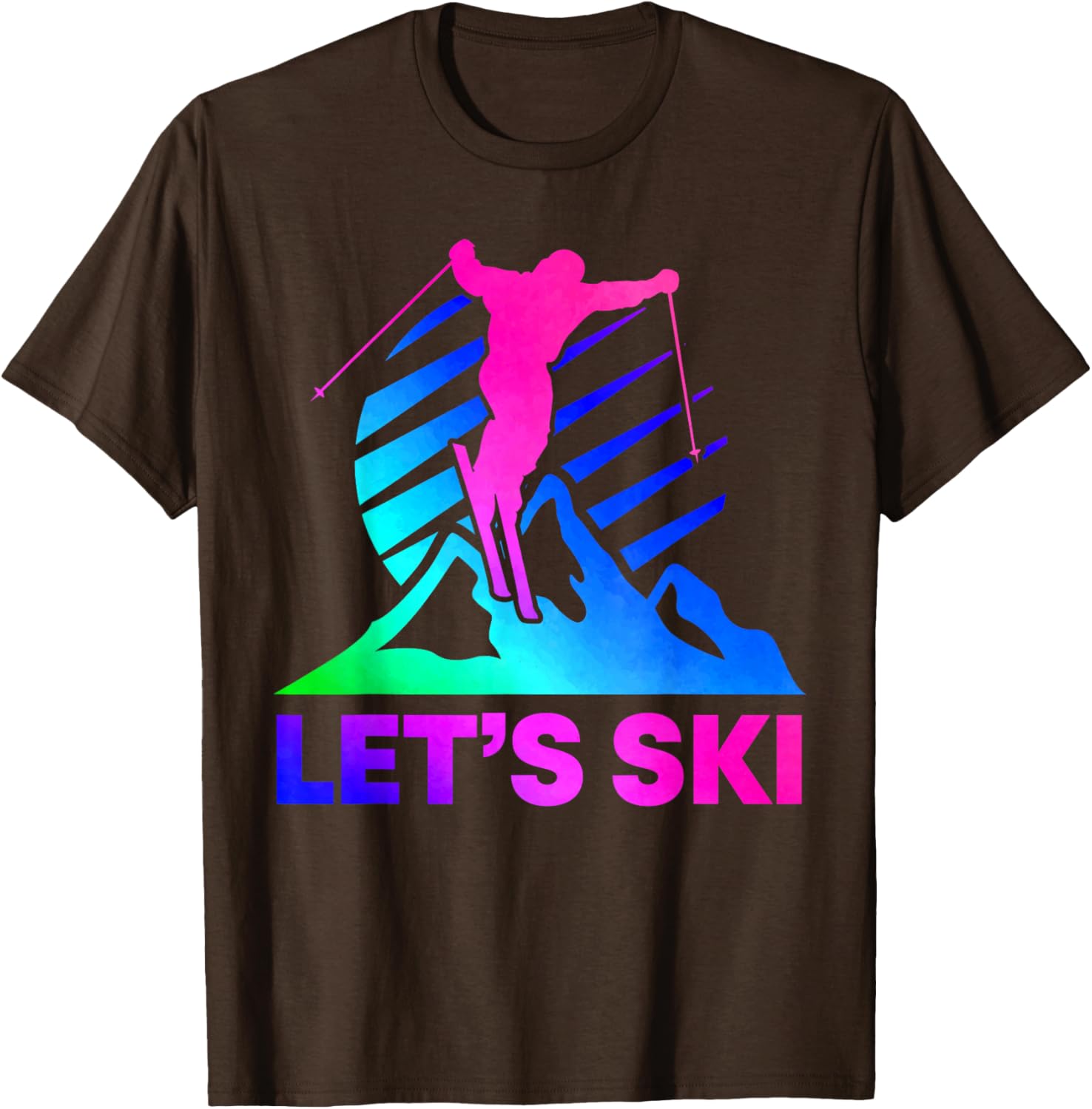 

Lets Ski Retro 80s 90s Gradient Graphic TShirt Breathable Cotton Tee 4XL