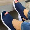 2021 Summer New Women's Mesh Knit Fishmouth Sandals with Thick Sole, Plus Size, Slip-On