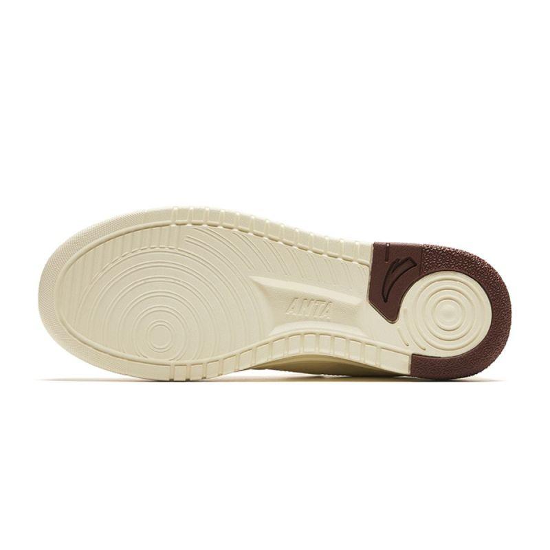 Anta Lightweight Height Increasing Low-Top Skateboard Shoes Men's White Brown Sneakers 112418016-2