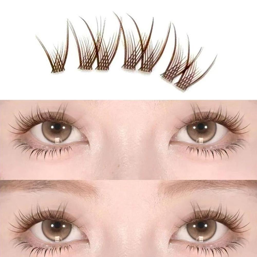 Press on Self Adhesive Cluster Lashes Fox Eye Effect Segmented Eyelashes Women's Beauty