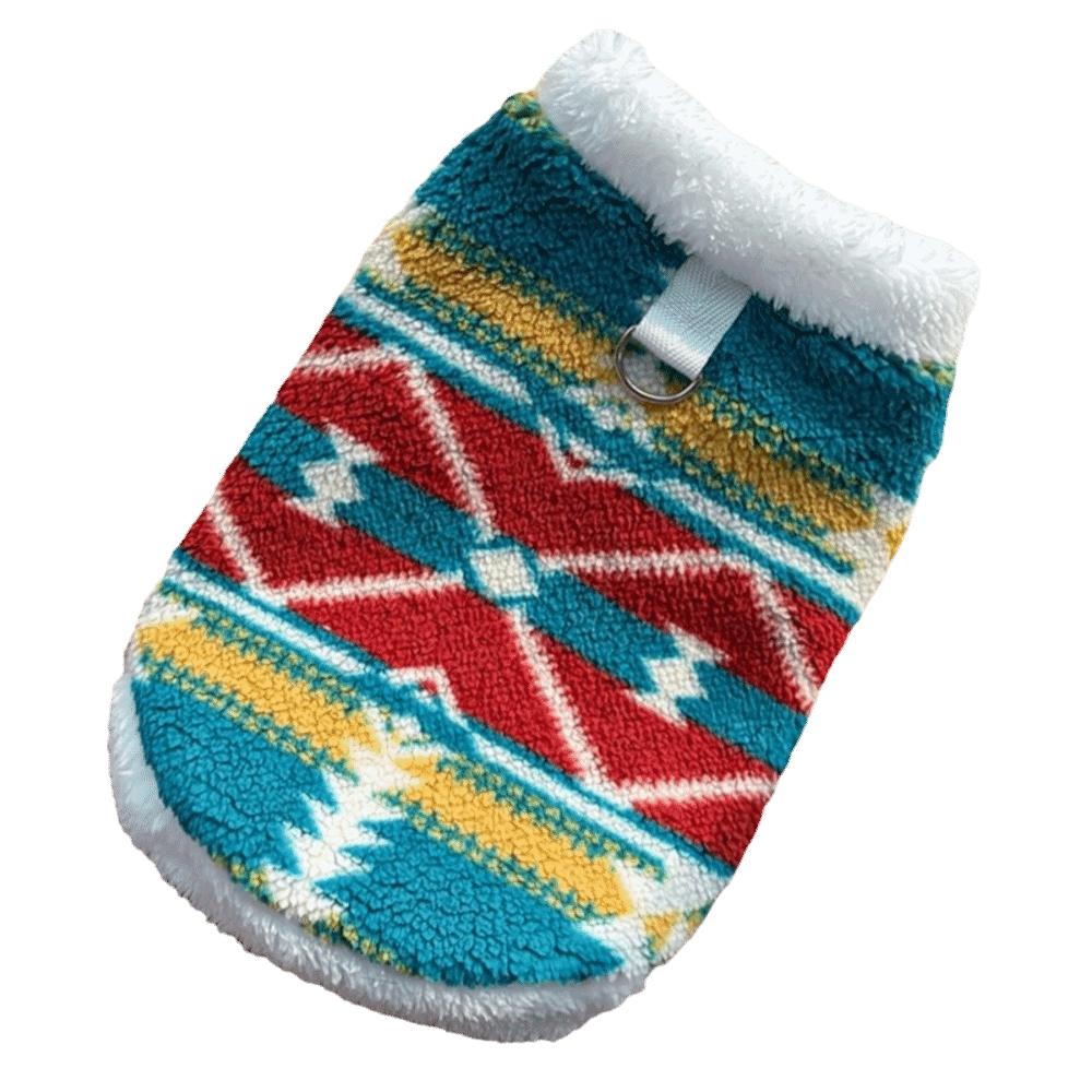 Autumn Winter Dog Warm Clothes Nordic Pattern Plush Dogs Coat  for Small Medium Dog