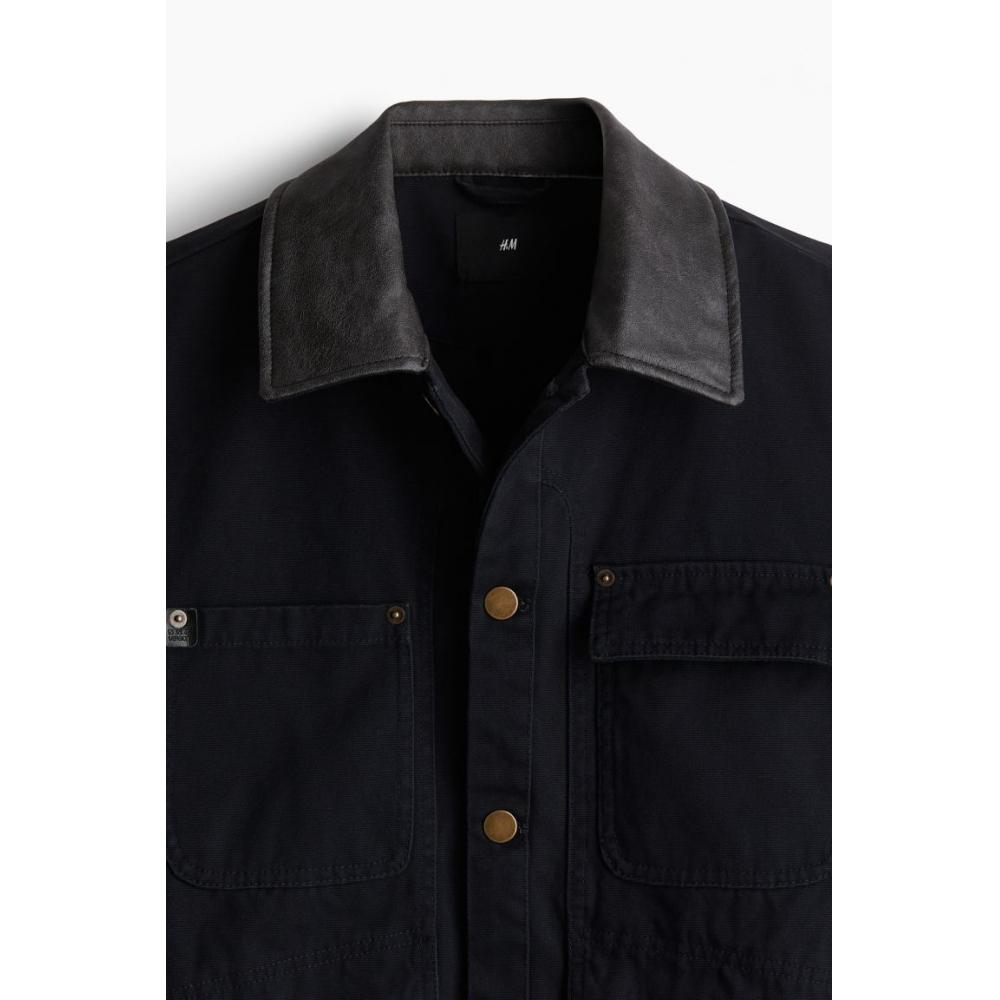 H M Loose Fit Jacket Navy Blue
