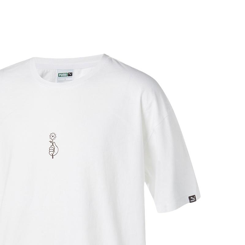 PUMA T Shirts Men's White Crew Neck Moderate Straight Fit 927102-02