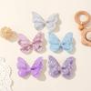 4Pcs Colorful Glitter Ribbons Glitter Hair Clip Double Butterfly Design Sequins Hair Clip  For Girls