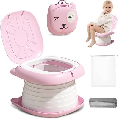 Portable Potty Training Toilet Seat for Toddlers Boys and Girls, Travel Potty Foldable, Toilet Apply Outdoor, Camping, Includes 30 Replacement Bags