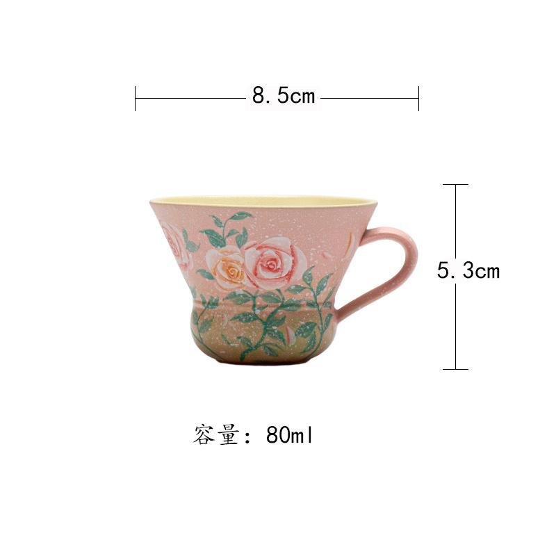

80ml Hand-painted Rose Teacup Retro Tea Bowl Beautiful Tea Cup Tea-tasting Meditation Cup Jianzhan Master Cups Teaware Supplies As Your Choose