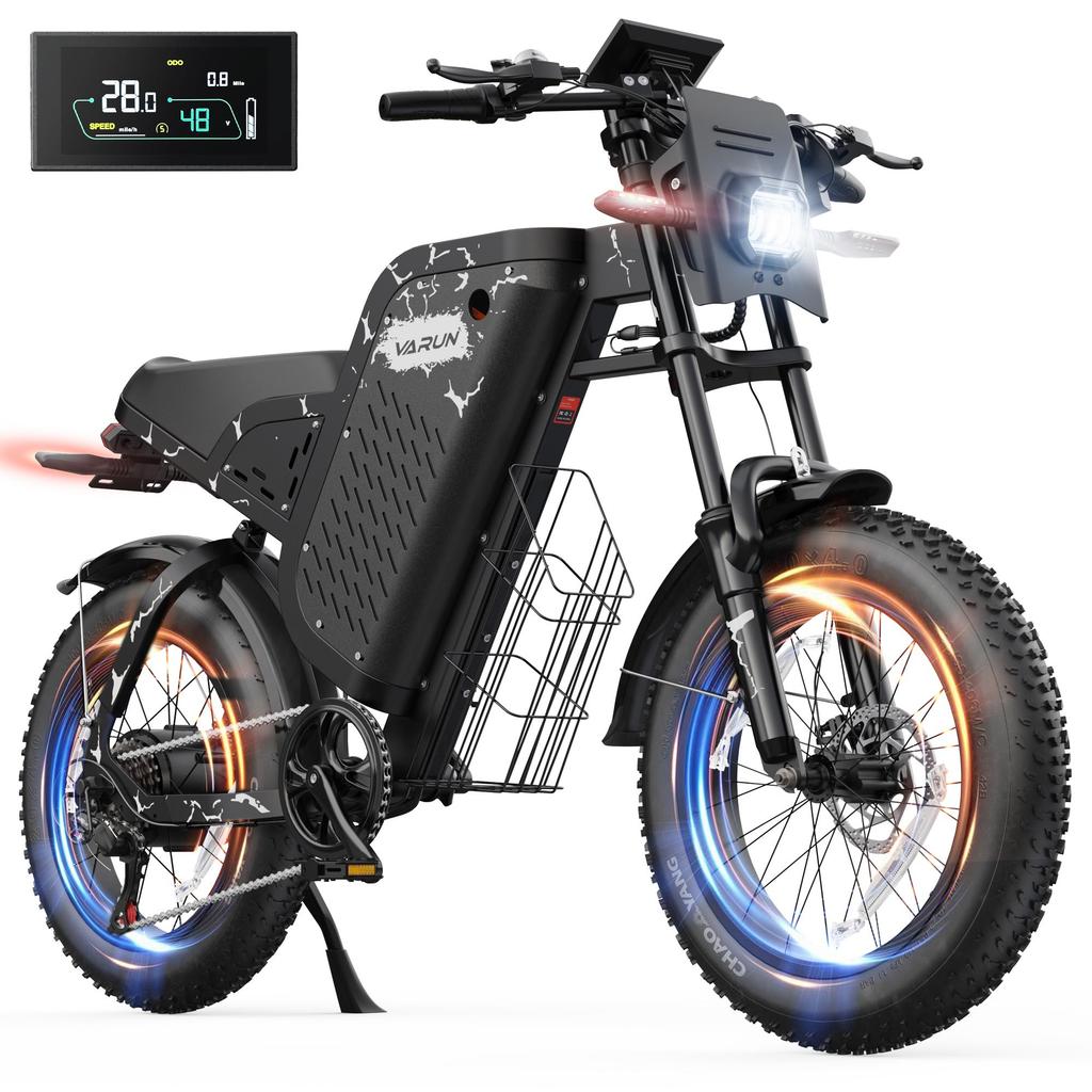 VARUN X-Plorer Raptor Erwachsenen Elektrofahrrad Spitzenleistung 1000W Bürstenloser Motor 48V 20,8Ah Akku All-Terrain Fat Tire E-Bike für den täglichen Weg zur Arbeit  Offroad-Abenteuer