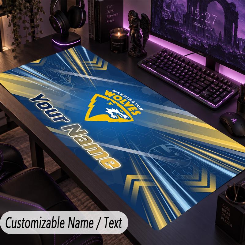 Large Mouse PadWarrington Wolves Custom Name Text Personalized Desk Mat Non Slip Gaming Pad